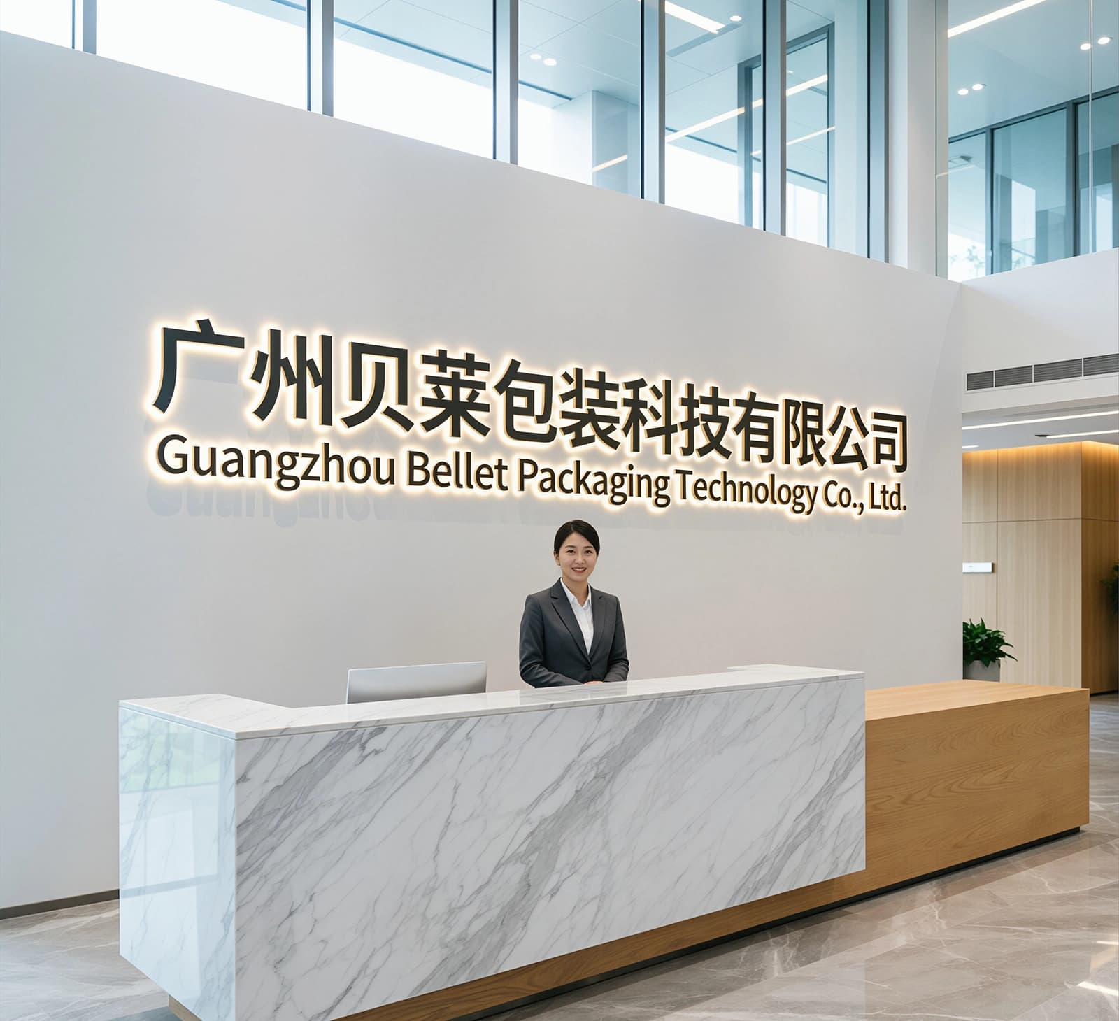 BELLET company lobby and packaging business environment